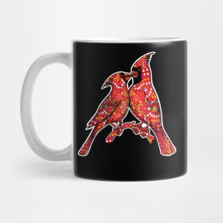 Red Cardinal birds mandala art Mug